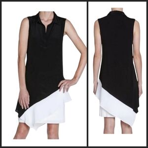 Bailey 44 Vittorio Black & White Colorblock Asymmetric Dress